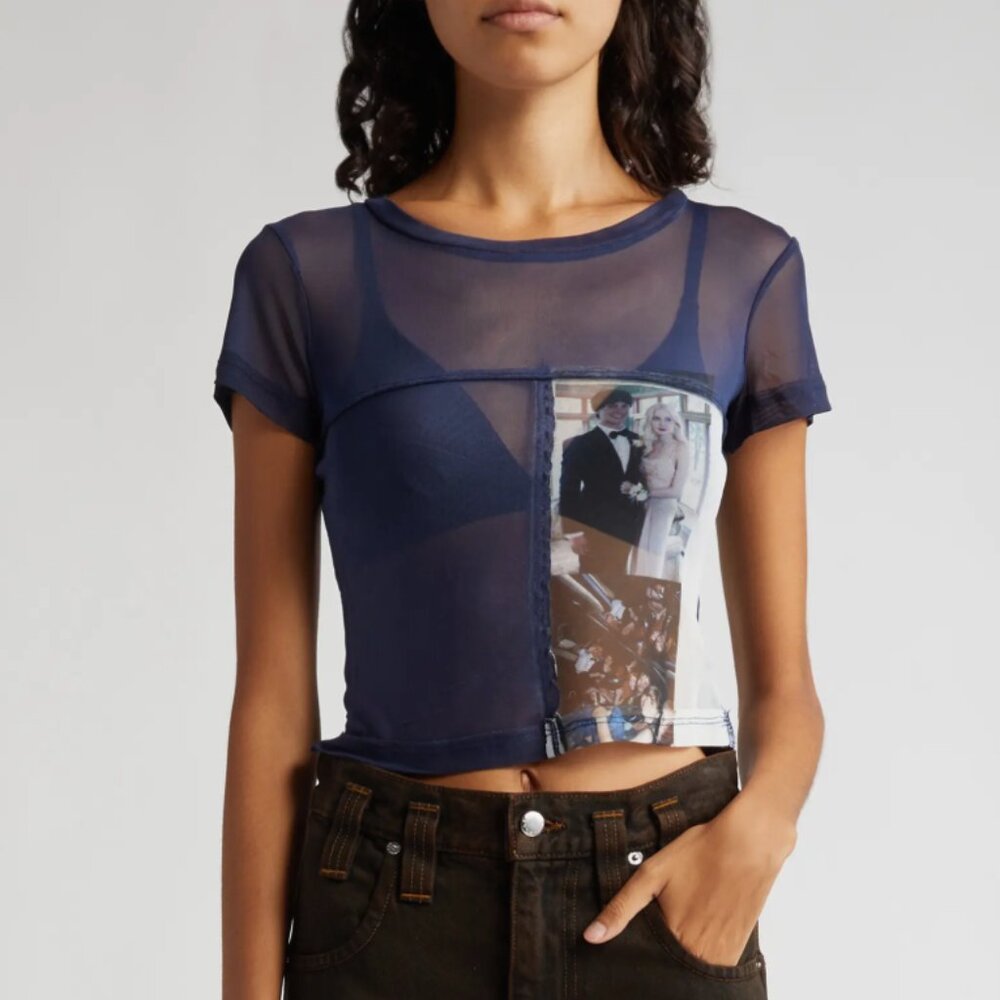 Eckhaus Latta Prom Mesh Baby Tee, size M